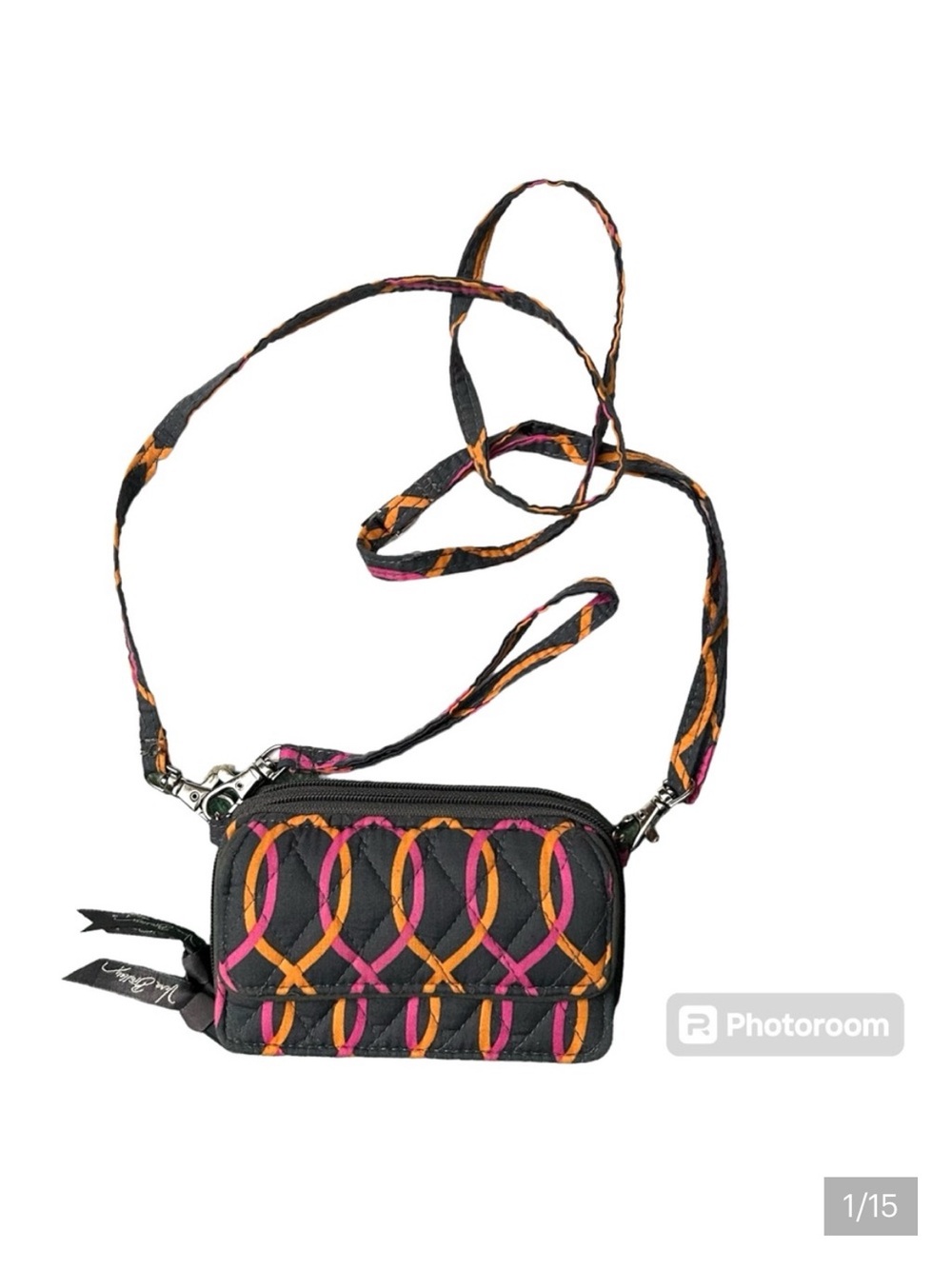 Vera Bradley All in One Crossbody Clutch Wallet Jazzy Swirls Retired Print